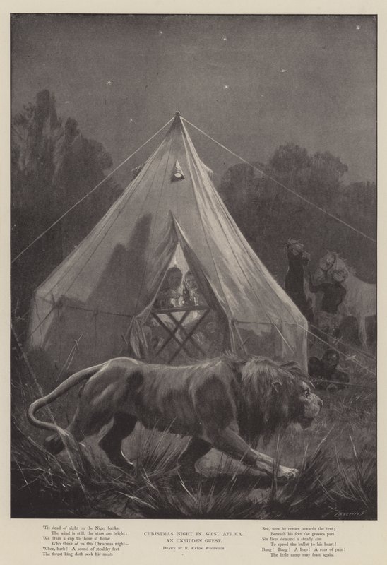 Karácsony éjszakája Nyugat-Afrikában, kéretlen vendég alkotó: Richard Caton Woodville junior