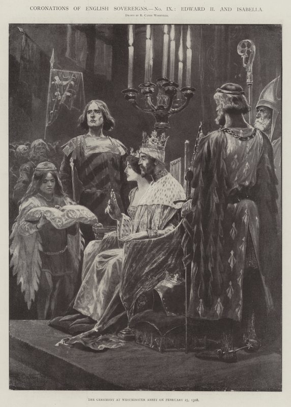 Az angol uralkodók, II. Edward és Izabella megkoronázása alkotó: Richard Caton Woodville junior