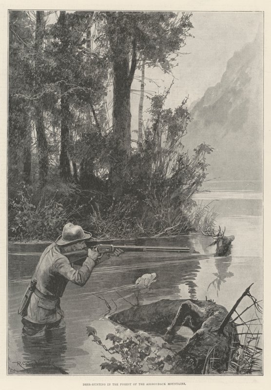 Szarvasvadászat az Adirondack-hegység erdejében alkotó: Richard Caton Woodville junior