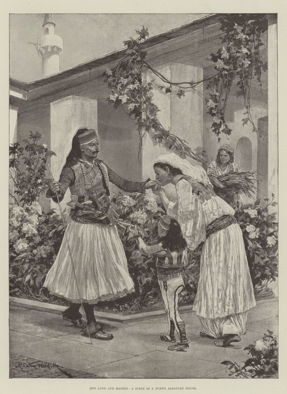 Ura és mestere, jelenet egy észak-albán házban alkotó: Richard Caton Woodville junior