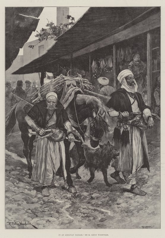Egy albán bazárban alkotó: Richard Caton Woodville junior