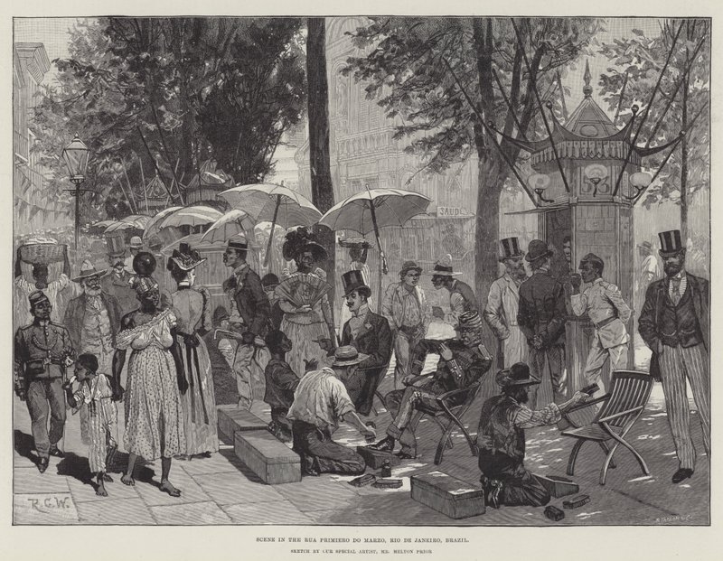 Jelenet a Rua Primiero do Marzo, Rio de Janeiro, Brazília alkotó: Richard Caton Woodville junior
