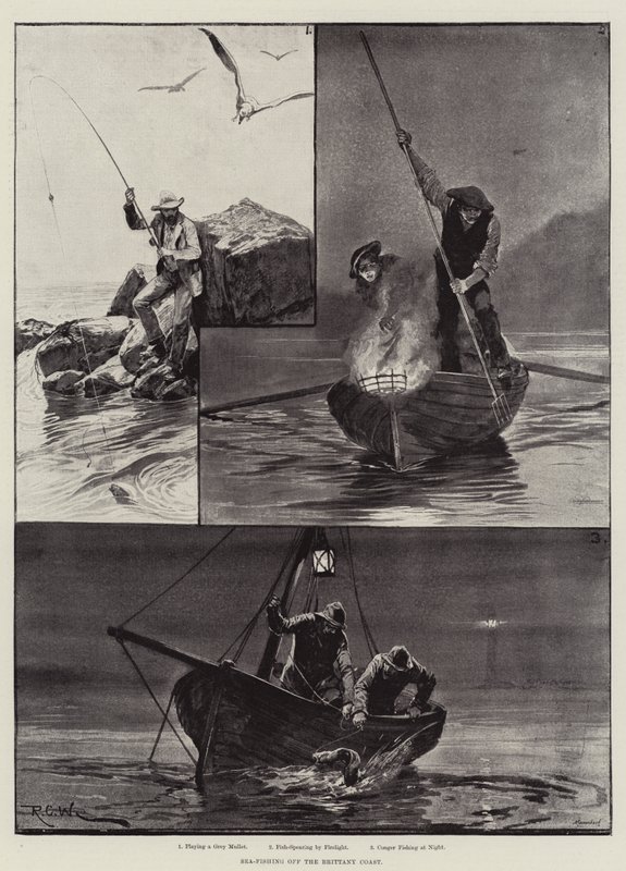 Tengeri halászat Bretagne partjainál alkotó: Richard Caton Woodville junior
