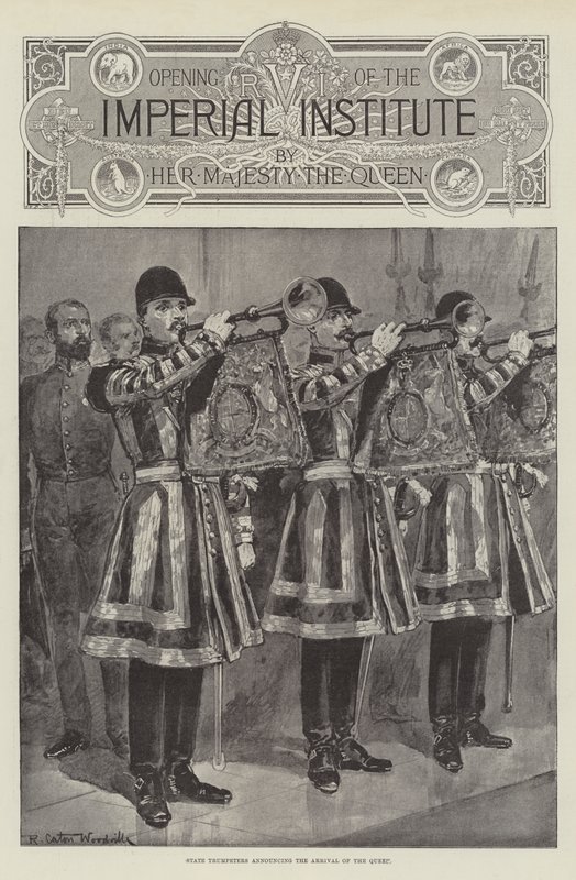 Az állami trombitások a királynő érkezését hirdetik alkotó: Richard Caton Woodville junior