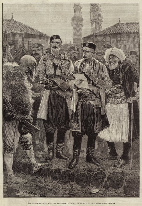 Az albán kérdés, a montenegrói hadügyminiszter Podgoritzában alkotó: Richard Caton Woodville junior