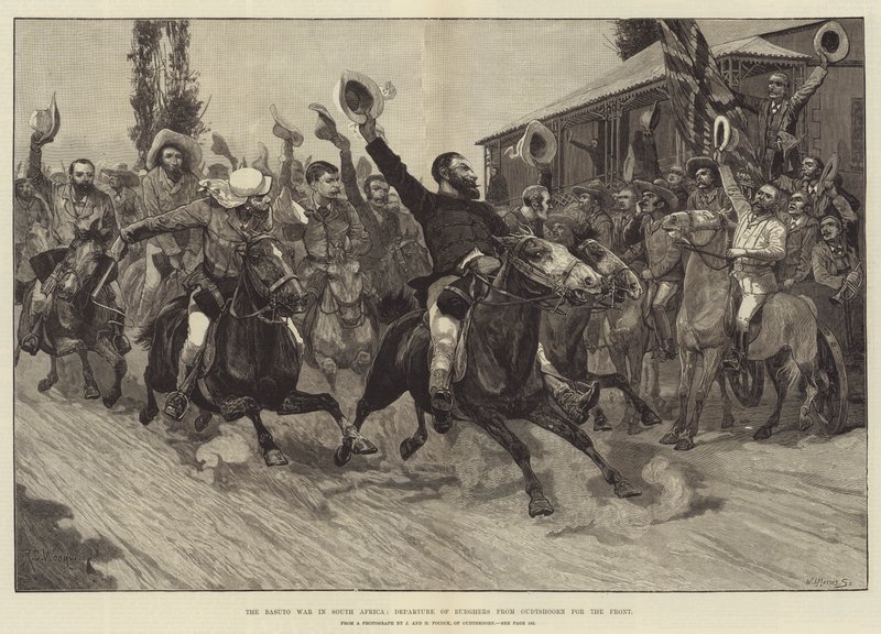 A basutói háború Dél-Afrikában, a hamburgerek indulása Oudtshoornból a frontra alkotó: Richard Caton Woodville junior
