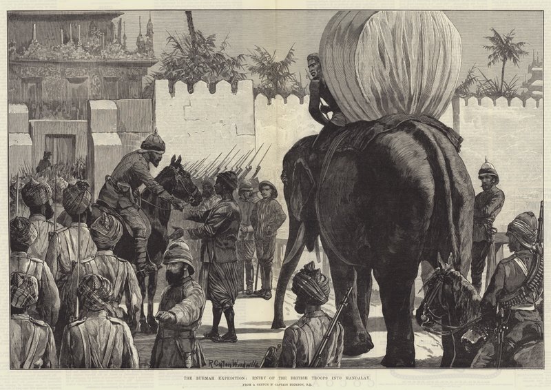 A burmai expedíció, a brit csapatok belépése Mandalay-be alkotó: Richard Caton Woodville junior
