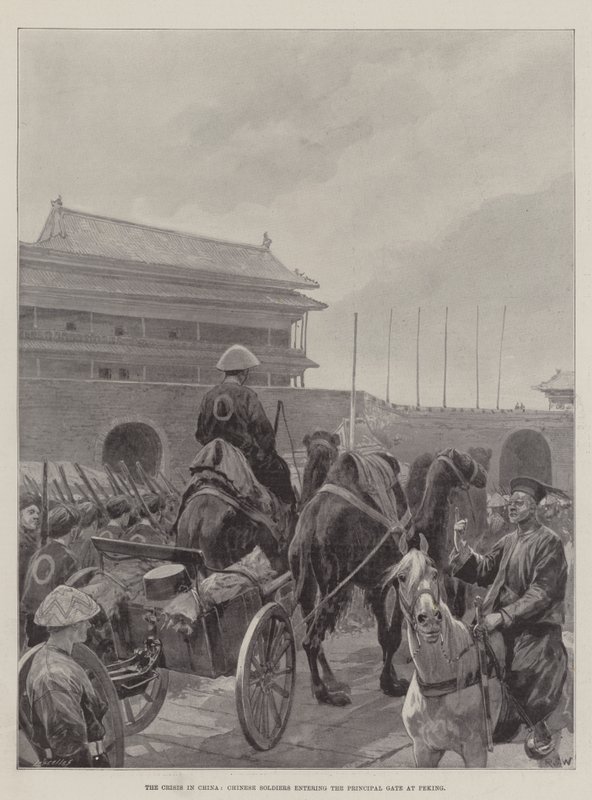 A kínai válság, a kínai katonák belépnek a pekingi főkapun alkotó: Richard Caton Woodville junior