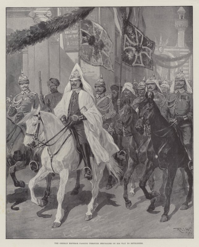 A német császár Jeruzsálemen áthaladva Betlehembe vezető úton alkotó: Richard Caton Woodville junior