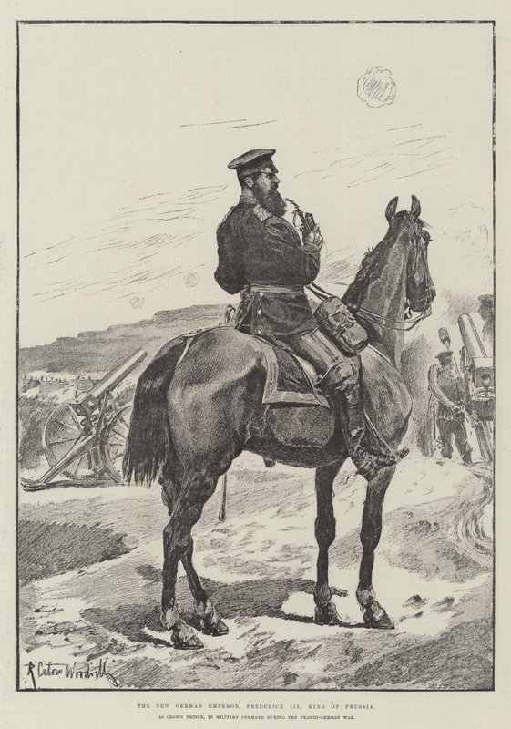Az új német császár, III. Frigyes porosz király, mint koronaherceg, katonai parancsnokságon a francia-német háború alatt alkotó: Richard Caton Woodville junior