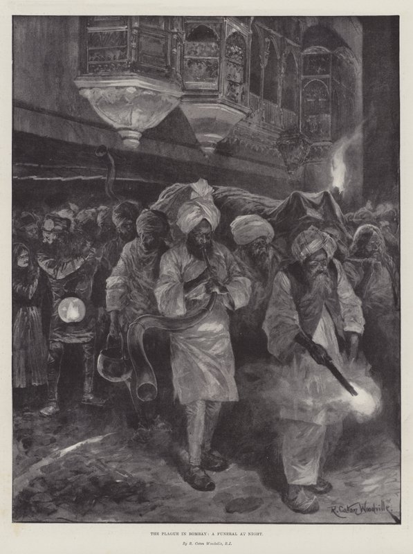 A pestis Bombayben, temetés éjjel alkotó: Richard Caton Woodville junior