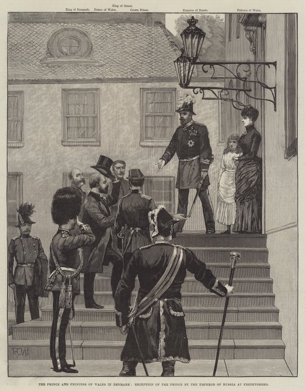 A walesi herceg és hercegnő Dániában, a herceg fogadása az orosz császár által Fredensborgban alkotó: Richard Caton Woodville junior
