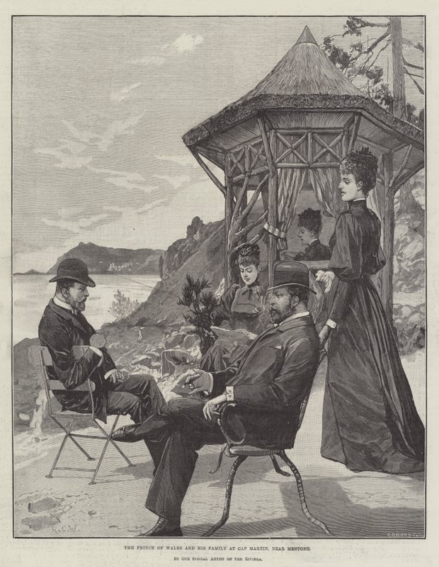 A walesi herceg és családja Cap Martinban, Mentone közelében alkotó: Richard Caton Woodville junior