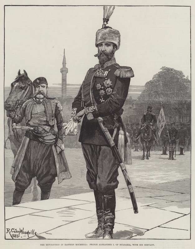 A forradalom Kelet-Rouméliában, I. Sándor bolgár herceg, szolgájával alkotó: Richard Caton Woodville junior
