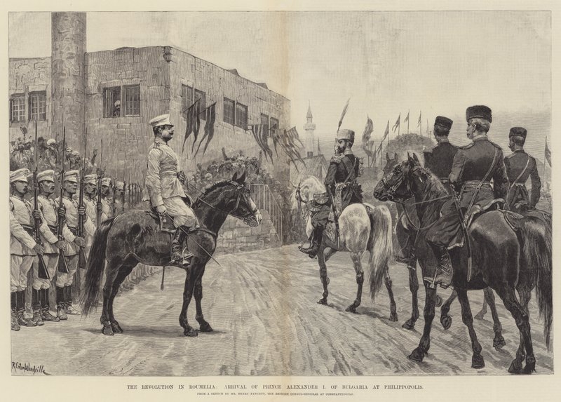 A rouméliai forradalom, I. Sándor bolgár herceg megérkezése Philippopolisba alkotó: Richard Caton Woodville junior