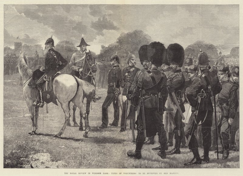 The Royal Review in Windsor Park, Types of Volunteers to be reviewing by Őfelsége alkotó: Richard Caton Woodville junior