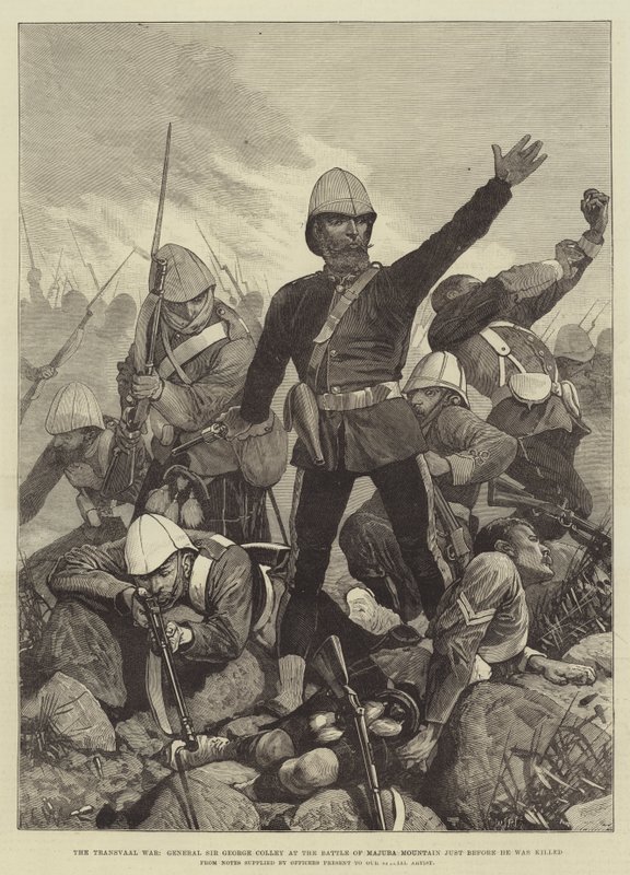 A transzvaáli háború, Sir George Colley tábornok a Majuba-hegyi csatában, közvetlenül a halála előtt. alkotó: Richard Caton Woodville junior
