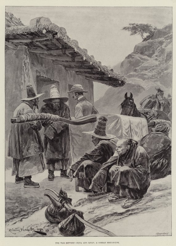 A háború Kína és Japán között, egy koreai pihenőház alkotó: Richard Caton Woodville junior