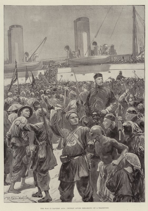 A háború Kelet-Ázsiában, a kínai illetékek szállításba kezdenek alkotó: Richard Caton Woodville junior