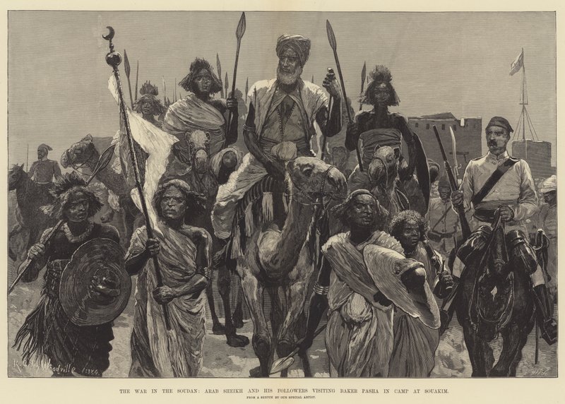 A szudáni háború, arab sejk és követői meglátogatják Baker pasát a szuakimi táborban alkotó: Richard Caton Woodville junior