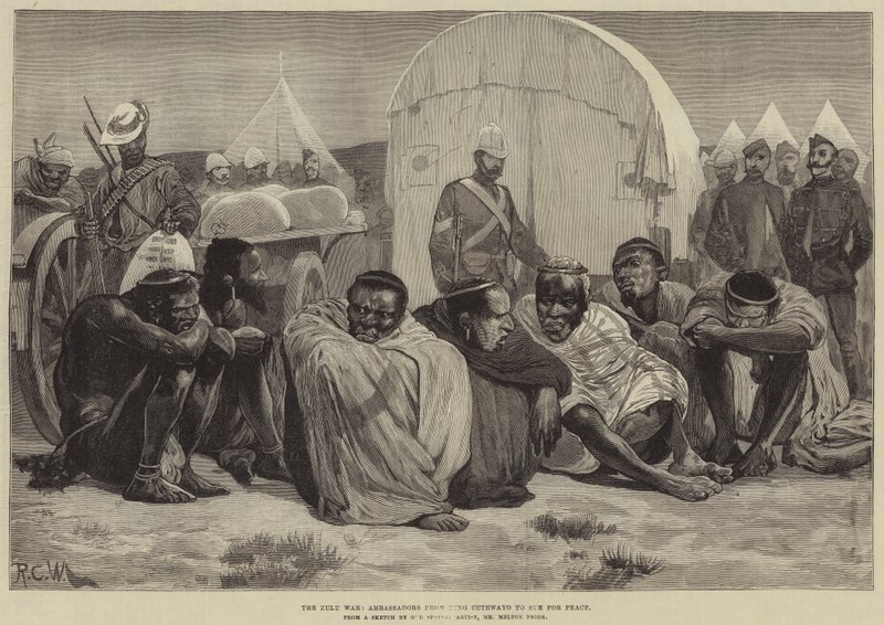 A zulu háború, Cetewayo király követei a békéért folyamodnak alkotó: Richard Caton Woodville junior