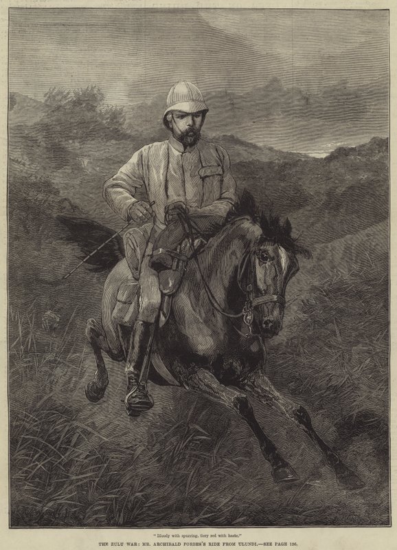 A zulu háború, Archibald Forbes lovaglása Ulundiból alkotó: Richard Caton Woodville junior