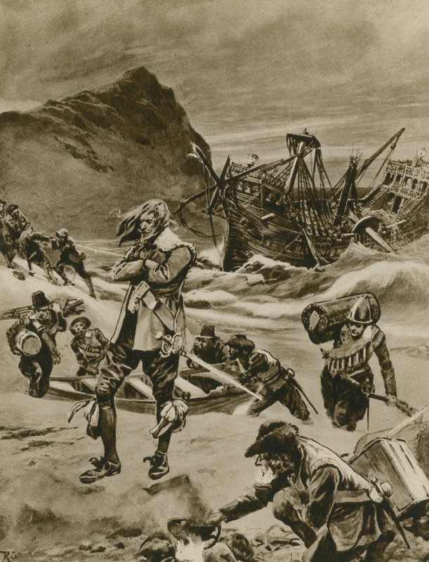 A roncs, amely Nagy-Britanniának a Bermudákat adta (mélynyomás) alkotó: Richard Caton Woodville junior