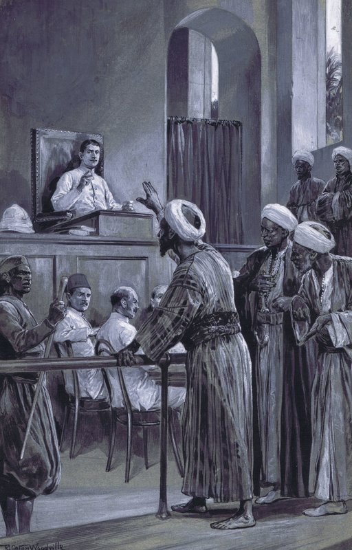 Sir William Lloyd Matthews igazságszolgáltatást hirdet Zanzibárban 1882-ben alkotó: after Richard Caton II Woodville