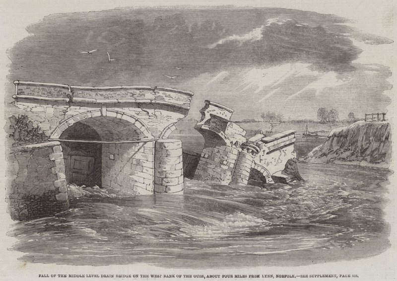 A középső szintű vízelvezető híd esése Ouse ciszpartján, körülbelül négy mérföldre Lynntől, Norfolk alkotó: Richard Principal Leitch