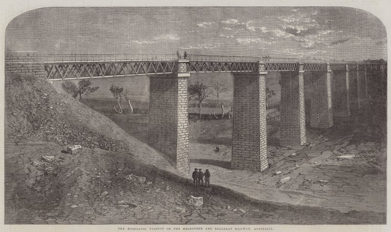A Moorabool viadukt a melbourne-i és a ballarati vasúton, Ausztrália alkotó: Richard Principal Leitch
