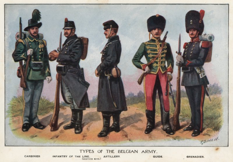 A belga hadsereg katonái (színes litó) alkotó: Richard (after) Simkin