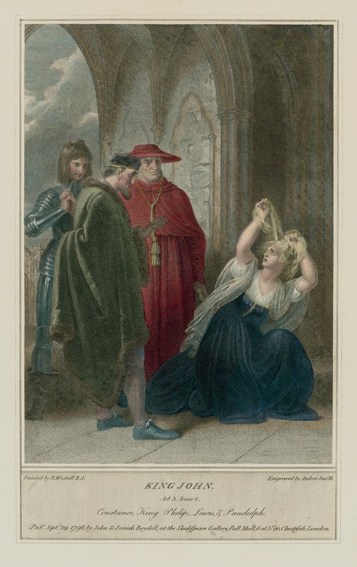 Illusztráció Shakespeare János királyához, III. felvonás, 4. jelenet (színes metszet) alkotó: Richard (after) Westall