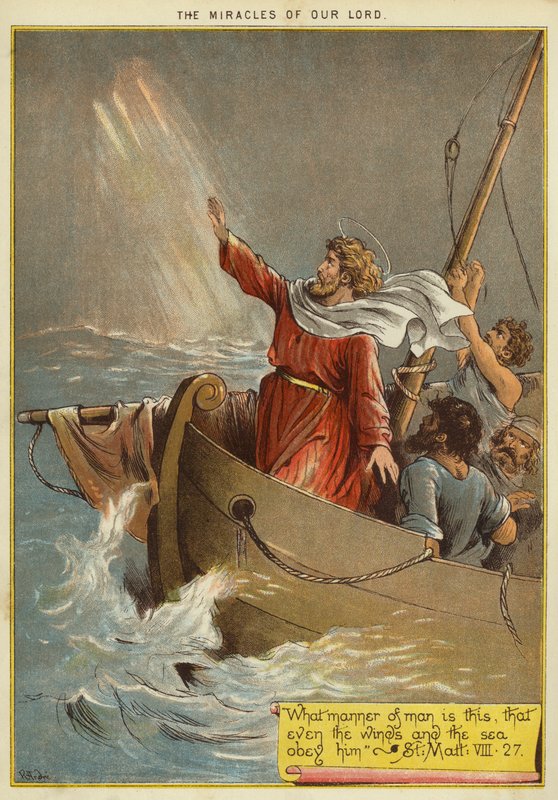 Krisztus csodái: Jézus lecsillapítja a vihart (chromolitho) alkotó: Richard Andre