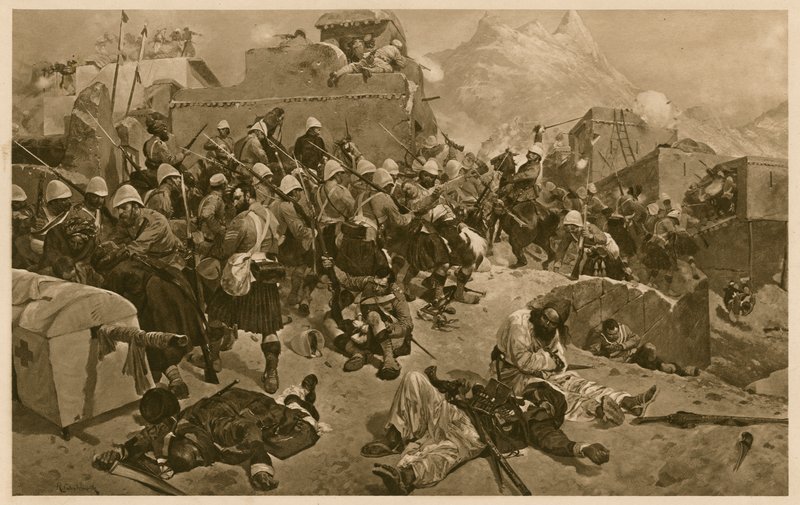 A 92. hegyvidékiek és a 2. gurkha megrohamozzák Gundi Mulla Sahibdadot az afganisztáni kandahári csata és a második angol-afgán háború során alkotó: Richard Caton II (after) Woodville