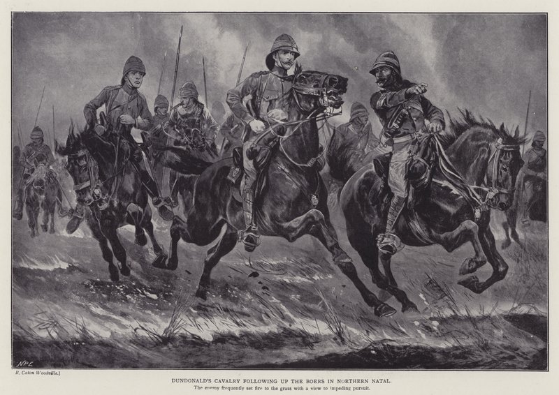 Dundonald lovassága a búrok nyomában Észak-Natalban (litho) alkotó: Richard Caton II (after) Woodville