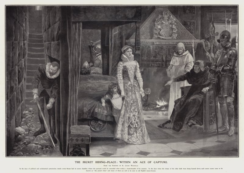 A titkos rejtekhely: egy elfogó ászon belül (litho) alkotó: Richard Caton II (after) Woodville