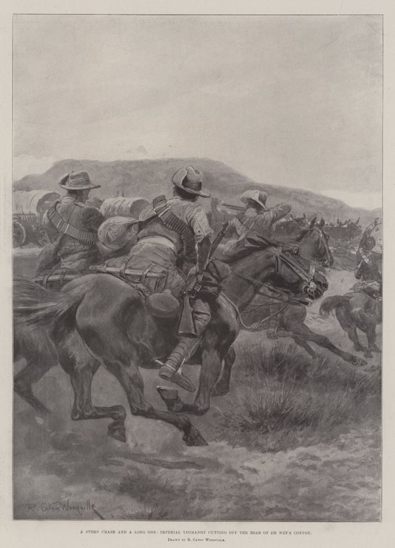 Egy Stern Chase és egy Long One, a birodalmi Yeomanry elvágja De Wet konvojjának hátulját alkotó: Richard Caton Woodville junior