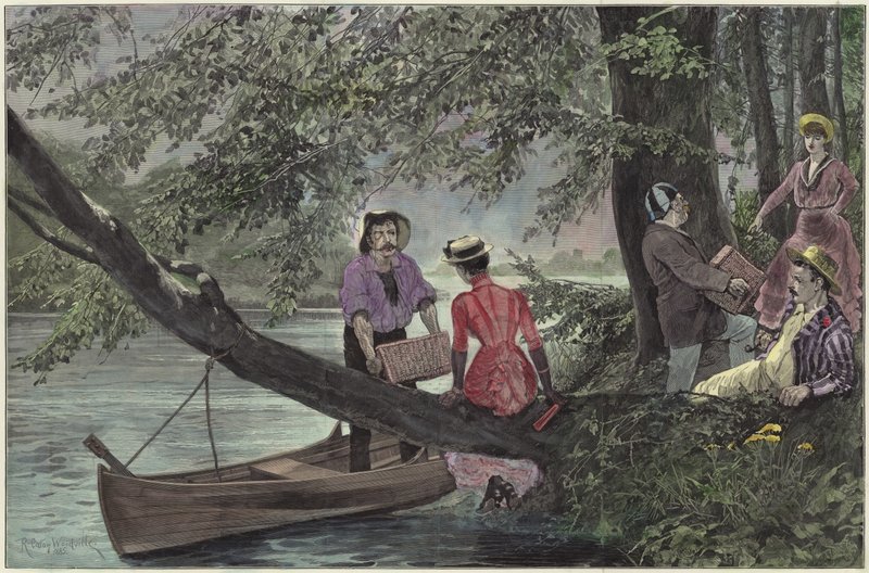 Egy folyami piknik (színes metszet) alkotó: Richard Caton Woodville junior