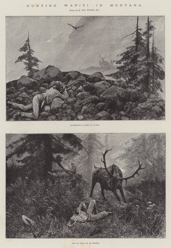 Wapiti vadászat Montanában alkotó: Richard Caton Woodville junior