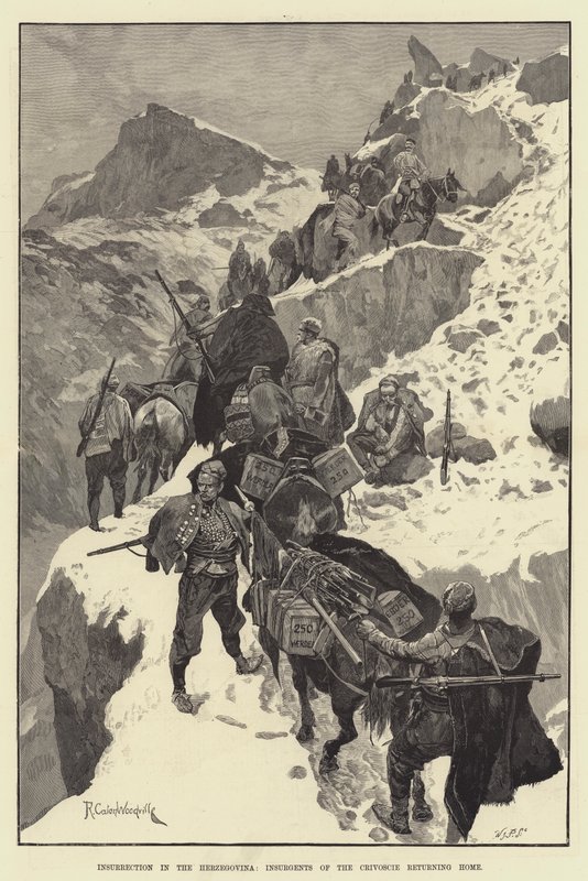 Felkelés Hercegovinában, a Crivoscie felkelői hazatérnek alkotó: Richard Caton Woodville junior