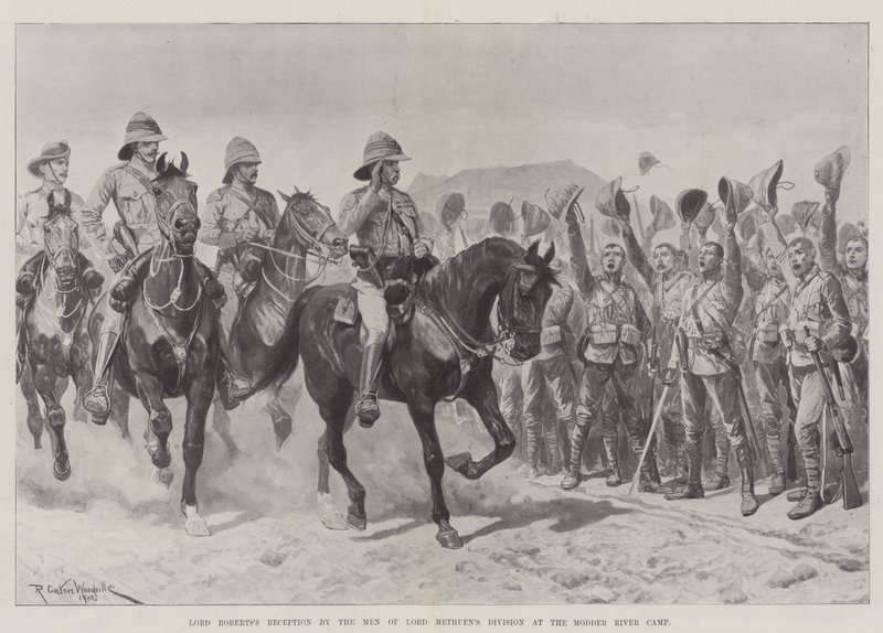 Lord Roberts fogadása Lord Methuen hadosztály emberei által a Modder River táborban alkotó: Richard Caton Woodville junior