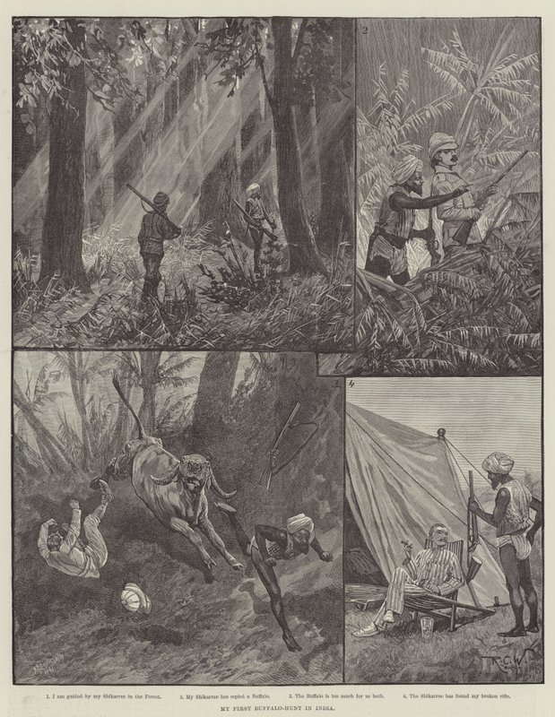 Első bivalyvadászatom Indiában alkotó: Richard Caton Woodville junior