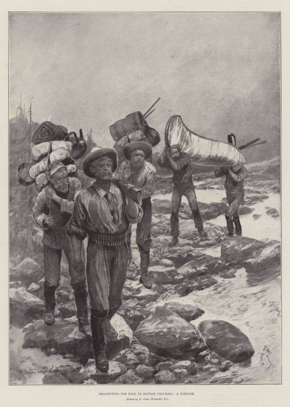 Aranykutatás Brit Columbiában, egy Portage-ban alkotó: Richard Caton Woodville junior
