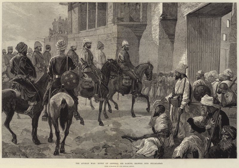 Az afgán háború, Sir Samuel Browne tábornok belépése Jellalabadba alkotó: Richard Caton Woodville junior