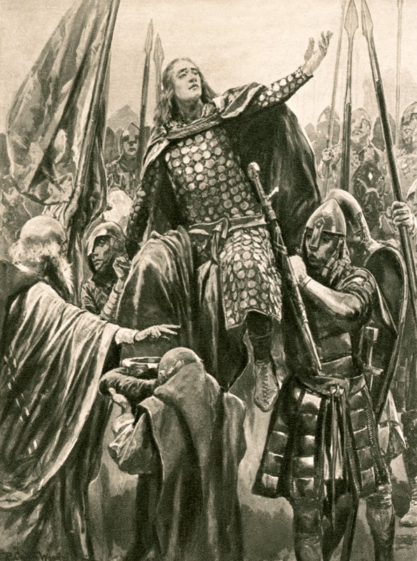 Idősebb Edward koronázása Kingston-on-Thamesben, 901. pünkösdvasárnap, a koronázás alkalmával alkotó: Richard Caton Woodville junior