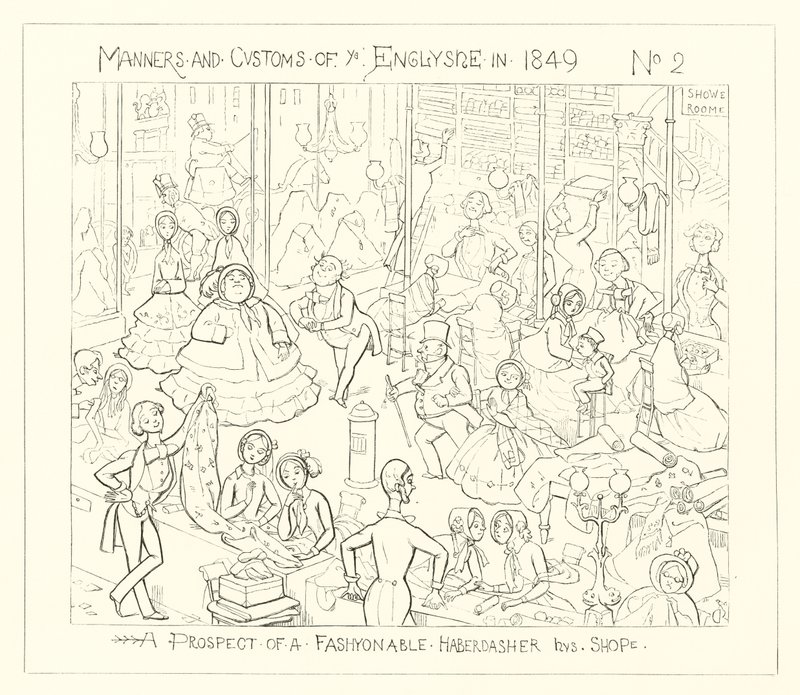 1849, Egy divatos rövidáru üzlet kilátása alkotó: Richard Doyle