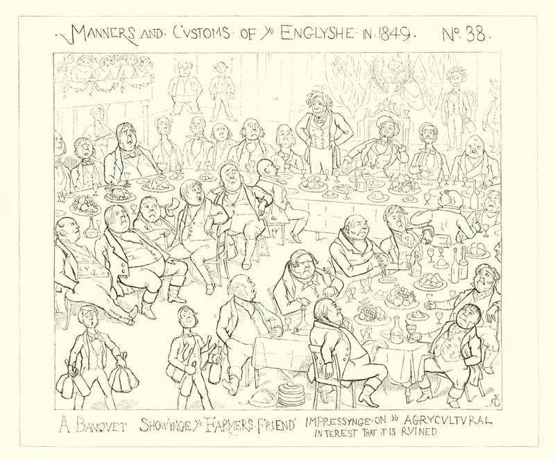 1849, egy bankett, amelyen a mezőgazdasági érdeklődésre hatoló gazdálkodó barátja tönkrement alkotó: Richard Doyle