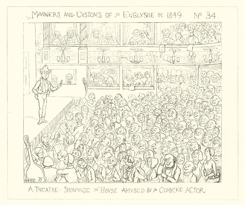 1849, Színház, amely a komikus színész által szórakoztatott házat mutatja be alkotó: Richard Doyle
