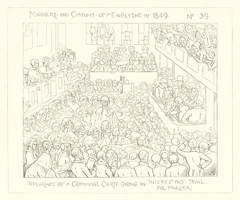 1849, A Büntetőbíróság megjelenése egy gyilkosság miatti érdekes per során alkotó: Richard Doyle
