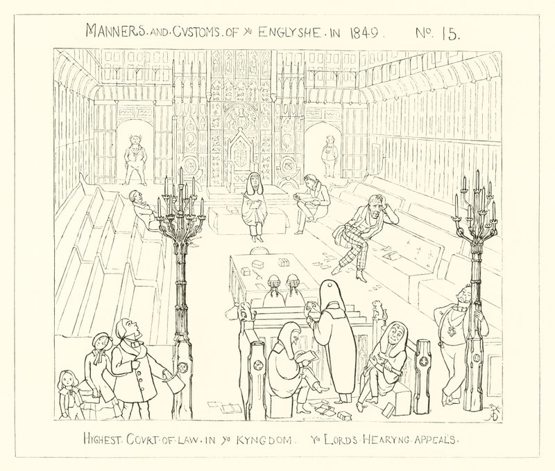 1849, Legfelsőbb Bíróság a Királyságban, a Lordok fellebbezési tárgyalása alkotó: Richard Doyle